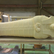 NIGHT AT THE MUSEUM 2014-SARCOPHAGE DU FILS DU PHARAON - Sculpture directe dans l'uréthane rigide ou sign foam, forme de base coupé à la CNC ou mécaniquement.