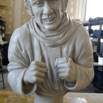 GARGAMEL'S BUST  Sculpted in clay, molded and casted in plaster. Sculpture by Lucie Fournier